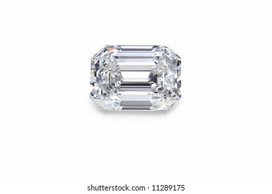 Emerald Cut Diamond On White