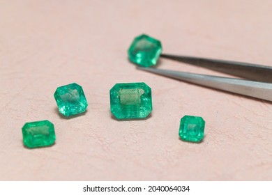 Emerald Gemstones. Precious Loose Gems