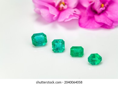 Emerald Gemstones. Precious Loose Gems