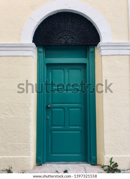 Emerald Green Door Greece Stock Photo Edit Now 1397321558