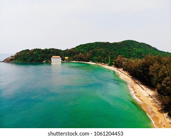 Emerald Green Sea And Orange Sand.
Look From The Top Corner Down.