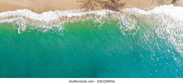 Emerald Green Sea And Orange Sand.
Look From The Top Corner Down.