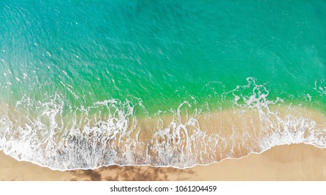 Emerald Green Sea And Orange Sand.
Look From The Top Corner Down.