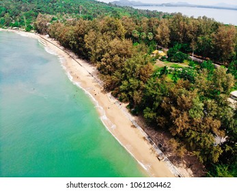 Emerald Green Sea And Orange Sand.
Look From The Top Corner Down.