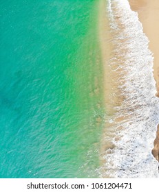 Emerald Green Sea And Orange Sand.
Look From The Top Corner Down.