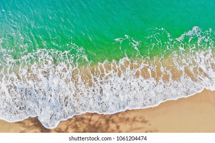 Emerald Green Sea And Orange Sand.
Look From The Top Corner Down.