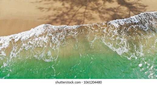 Emerald Green Sea And Orange Sand.
Look From The Top Corner Down.