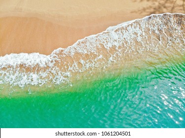 Emerald Green Sea And Orange Sand.
Look From The Top Corner Down.