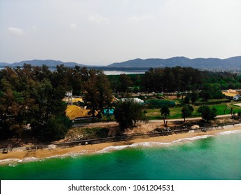 Emerald Green Sea And Orange Sand.
Look From The Top Corner Down.