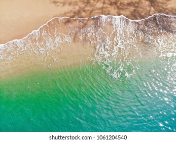 Emerald Green Sea And Orange Sand.
Look From The Top Corner Down.