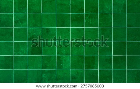 Emerald Green Square Tile Wall Texture Background Featuring Glossy Ceramic Mosaic Pattern for Vintage Kitchen Backsplash, Forest Green Bathroom Interior Design, and Geometric Architectural Surface.