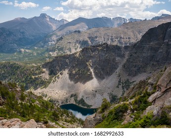 Emerald Lake As Seen From The Otis Peak Trail As Long's Peak Looms In The Background In Rocky Mountain National Park