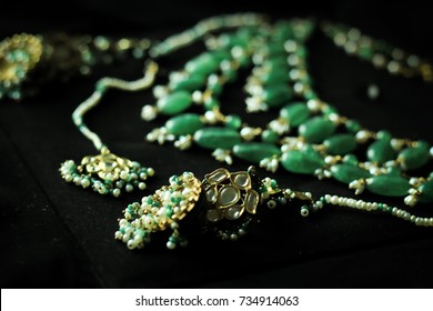 Emerald Necklace And Ear Rings 