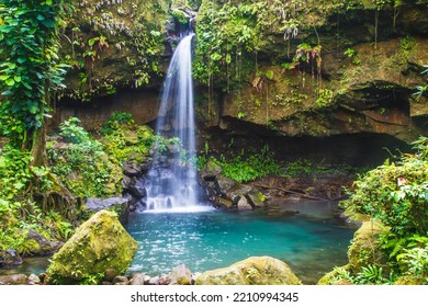 Emerald Pool in the lush rain forest is a beautiful jewel of Dominica in the Caribbean - Shutterstock ID 2210994345