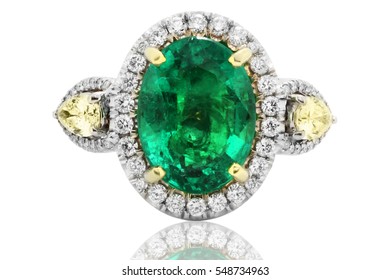 Emerald Ring And Diamond In Gold, Wedding Jewelry  