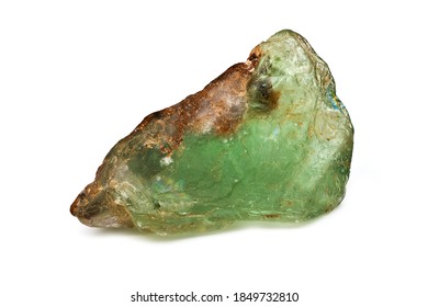 Emerald Stone Natural, Close Up Of Gemstone On White Background