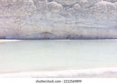 Emerald Water In White Limestone Rock. Nature