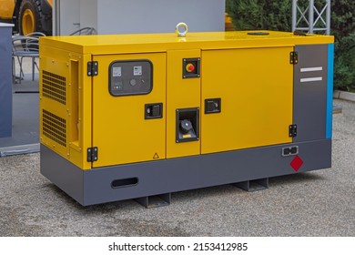 Emergency Auxiliary Electric Power Generator Diesel Unit Yellow - Shutterstock ID 2153412985