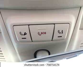 Emergency Button To Contact The Call Center For Assistance After A Car Accident