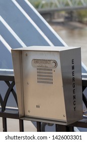 Emergency Call Box On The Purple People Bridge Crossing The Ohio River.