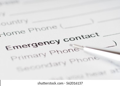 Emergency Contact Paper Sheet With Phone Number