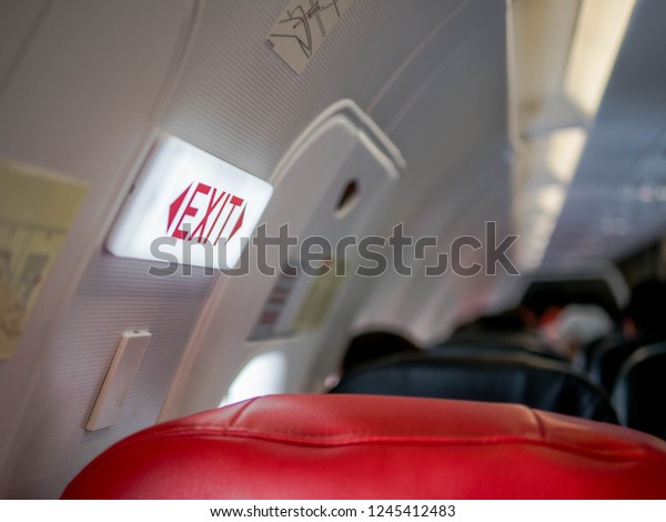 Emergency door on the\
aircraft