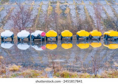 Emergency drinking water storage tanks in storage