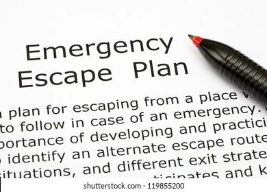 Emergency Escape Plan With Red Pen