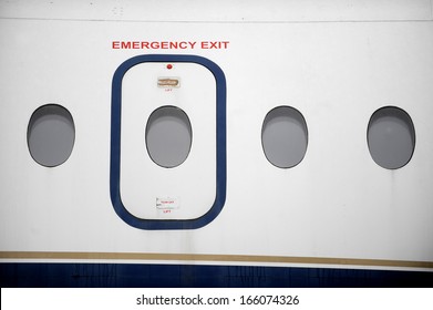 Emergency Exit Door Of An Abandoned Aircraft