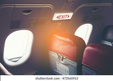 Emergency Exit Seat
Closeup Shot Of Emergency Exit Door In Airplane
Emergency Exit Row In Airplane