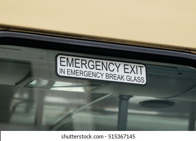 Emergency Exit Sign on Bus - Shutterstock ID 515367145