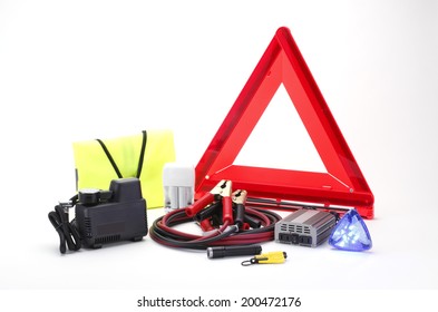 Emergency Kit For Car Isolated On White Background