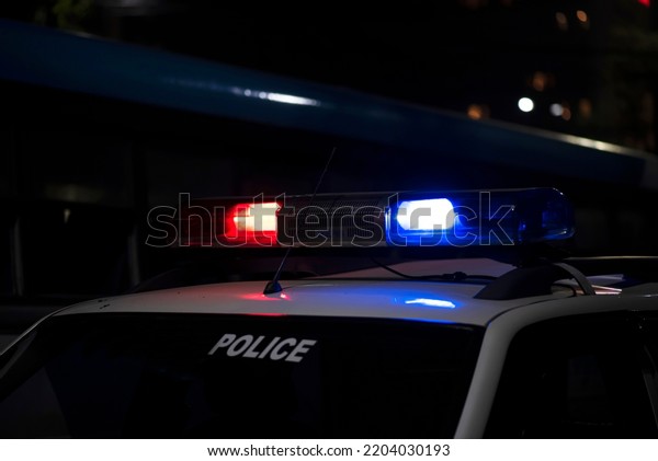 Emergency Light Police Patrolling Car On Stock Photo 2204030193 ...