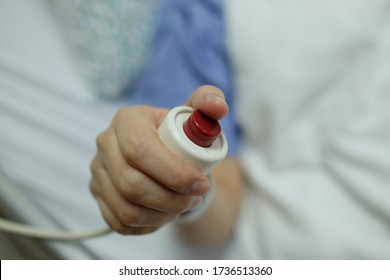 Emergency nurse calling button at the hospital. Patient pressing when need help in emergency case,