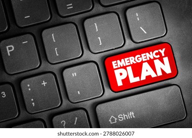 Emergency Plan - specifies procedures for handling sudden or unexpected situations, text concept button on keyboard