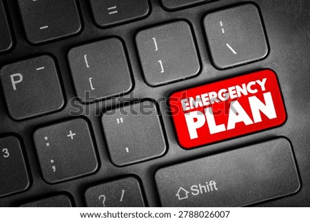 Emergency Plan - specifies procedures for handling sudden or unexpected situations, text concept button on keyboard