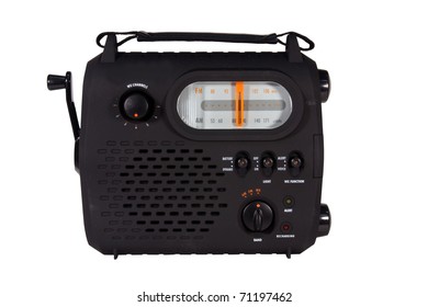 Emergency Radio With Cranking Power Isolated With Clipping Path At Original Size