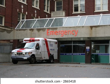 Emergency Room Entrance With Ambulance