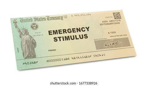 Emergency Stimulus Check Isolated on White Background.