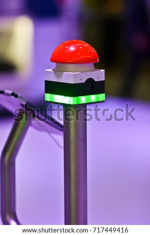Similar – Image, Stock Photo red emergency stop button of the electric unit