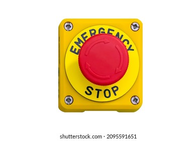 Emergency switch button, isolate on white background. Big Red emergency button or stop button for manual pressing. STOP button for industrial equipment, emergency stop. Emergency-stop in hospital. - Powered by Shutterstock