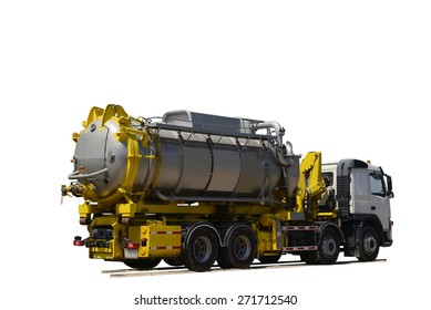 Emergency  Vacuum truck  for oil spill refinery oil and  petrochemical  industrial ,on white background.