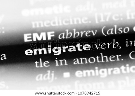 emigrate word in a dictionary. emigrate concept