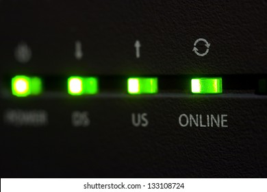 Emitting Diode Online On Internet Cable Modem