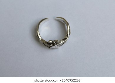 Emo or gothic silver ring isolated on a white background 