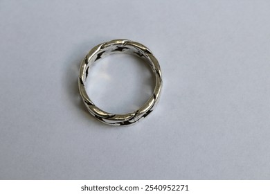 Emo or gothic silver ring isolated on a white background 
