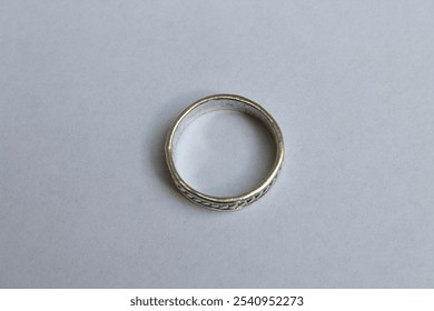 Emo or gothic silver ring isolated on a white background 