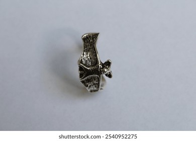 Emo or gothic silver ring isolated on a white background 