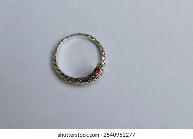 Emo or gothic silver ring isolated on a white background 