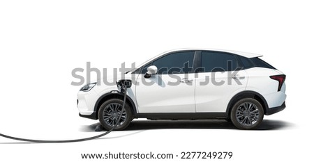 E-mobility, Electric vehicle charging, Electric car charging station on white background